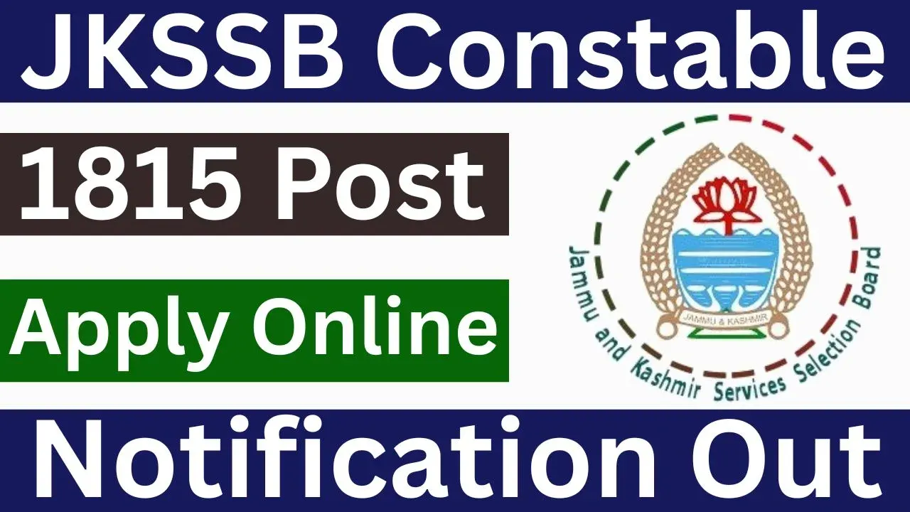 JKSSB Constable Recruitment 2026 - Apply Online for 1815 Posts