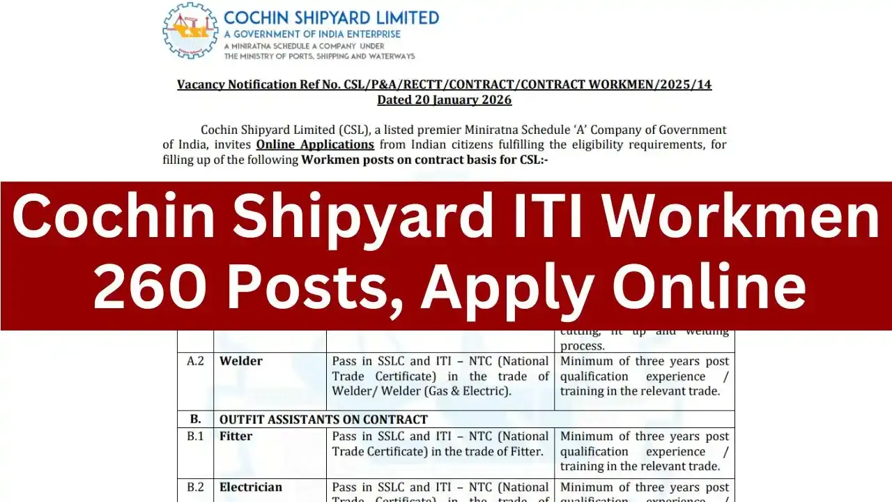 CSL ITI Workmen Recruitment 2026 Online Form | Apply Now
