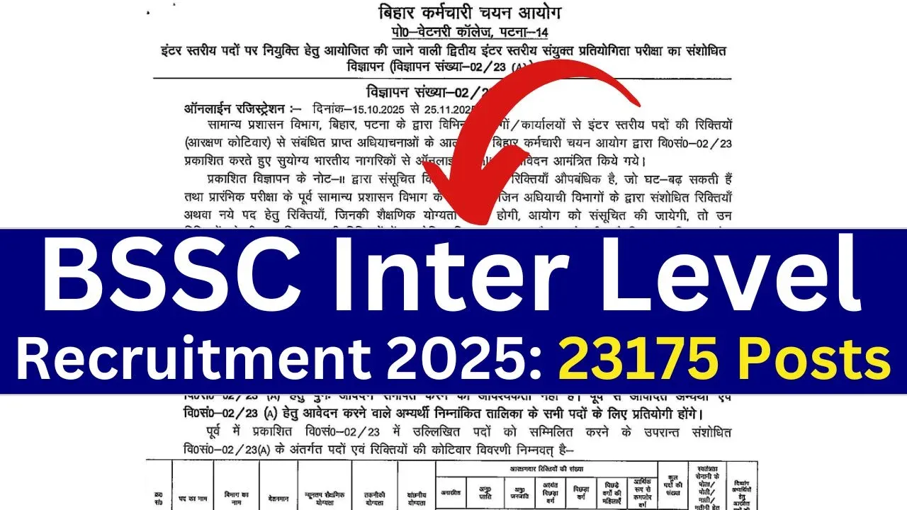 BSSC Inter Level Recruitment 2026 Online Form | Apply for 24492 Posts - Sarkari Result