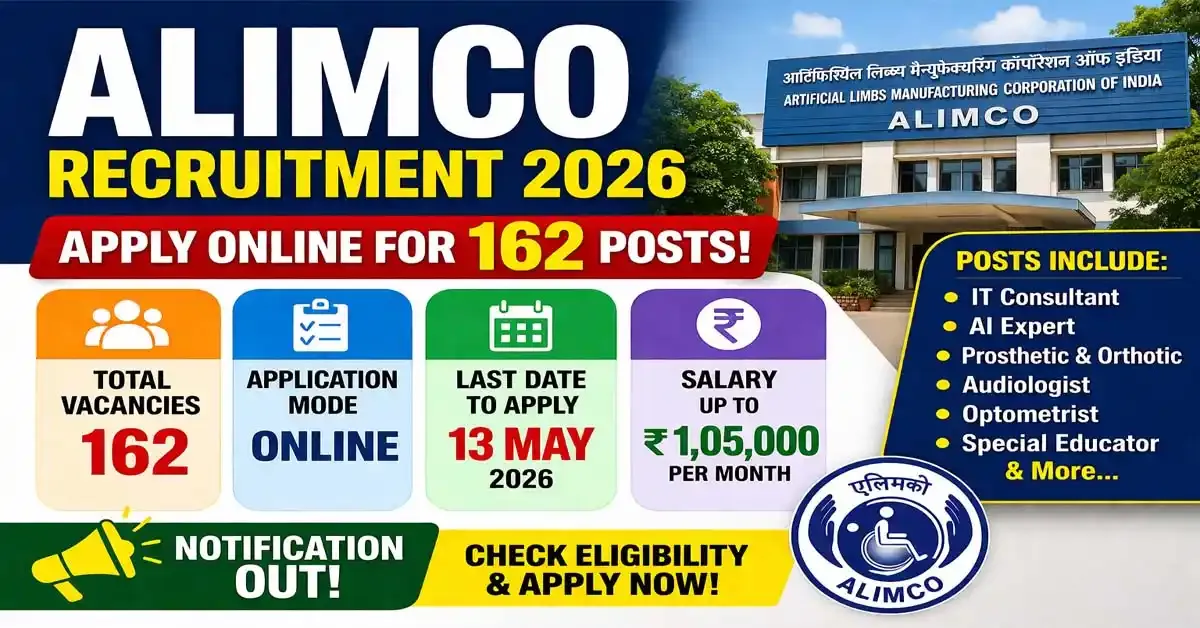 ALIMCO Recruitment 2026 - Apply Online for 162 FTC Contractual Posts