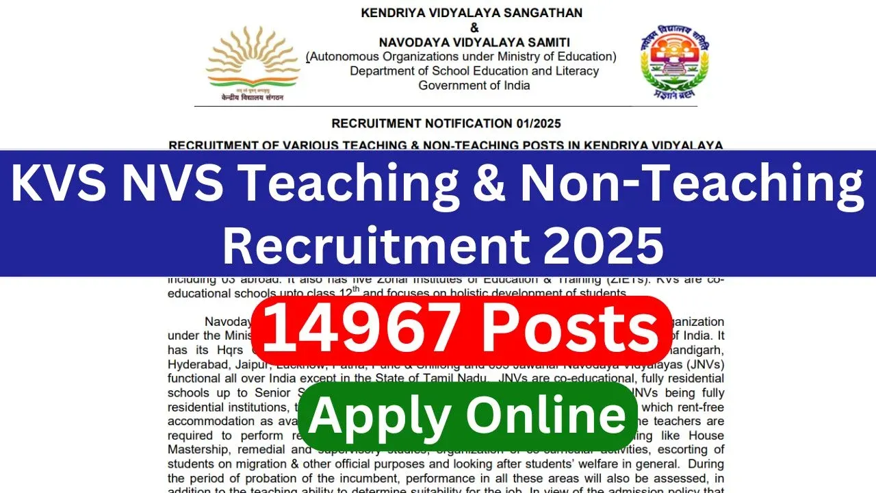 KVS NVS Teaching &amp; Non-Teaching Recruitment 2026 Online Form - Apply Now for 15762 Posts